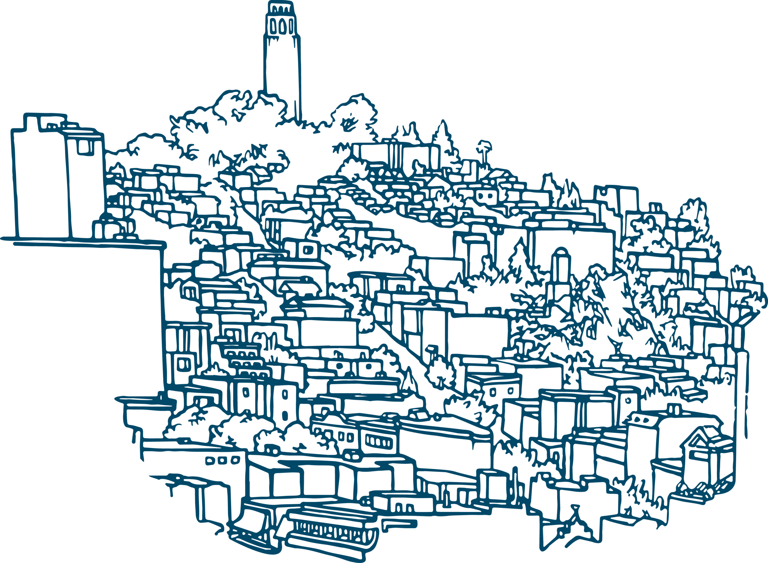 Line art drawing of San Francisco